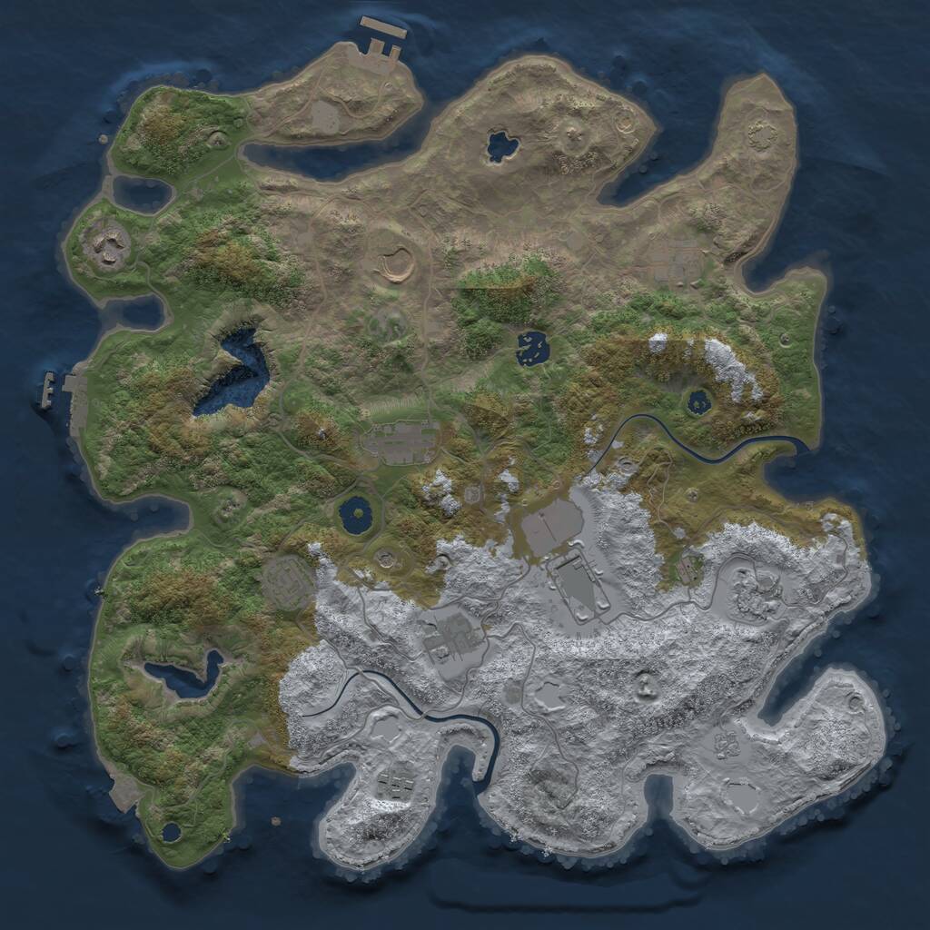Rust Map: Procedural Map, Size: 4000, Seed: 111512975, 16 Monuments