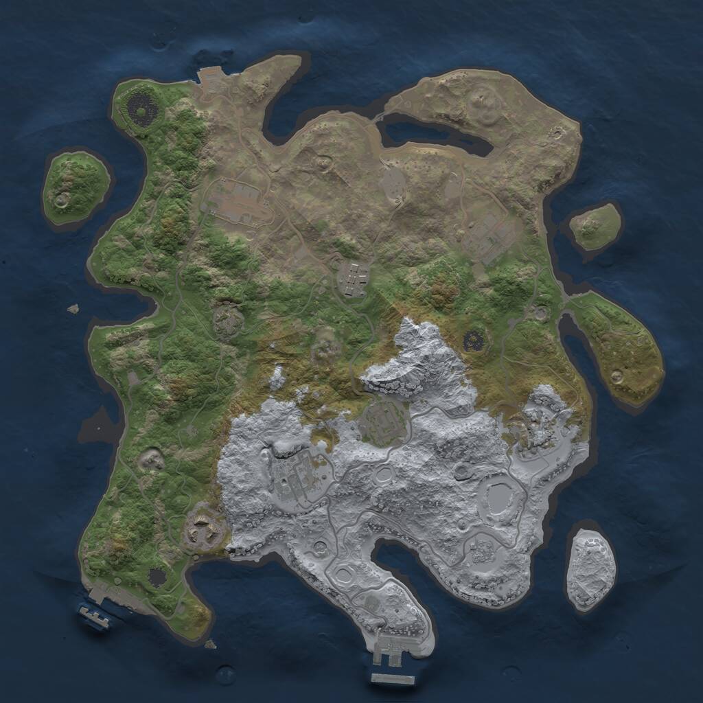 Rust Map: Procedural Map, Size: 3300, Seed: 839675587, 13 Monuments