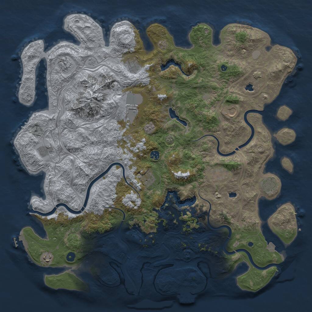 Rust Map: Procedural Map, Size: 5000, Seed: 43123, 17 Monuments