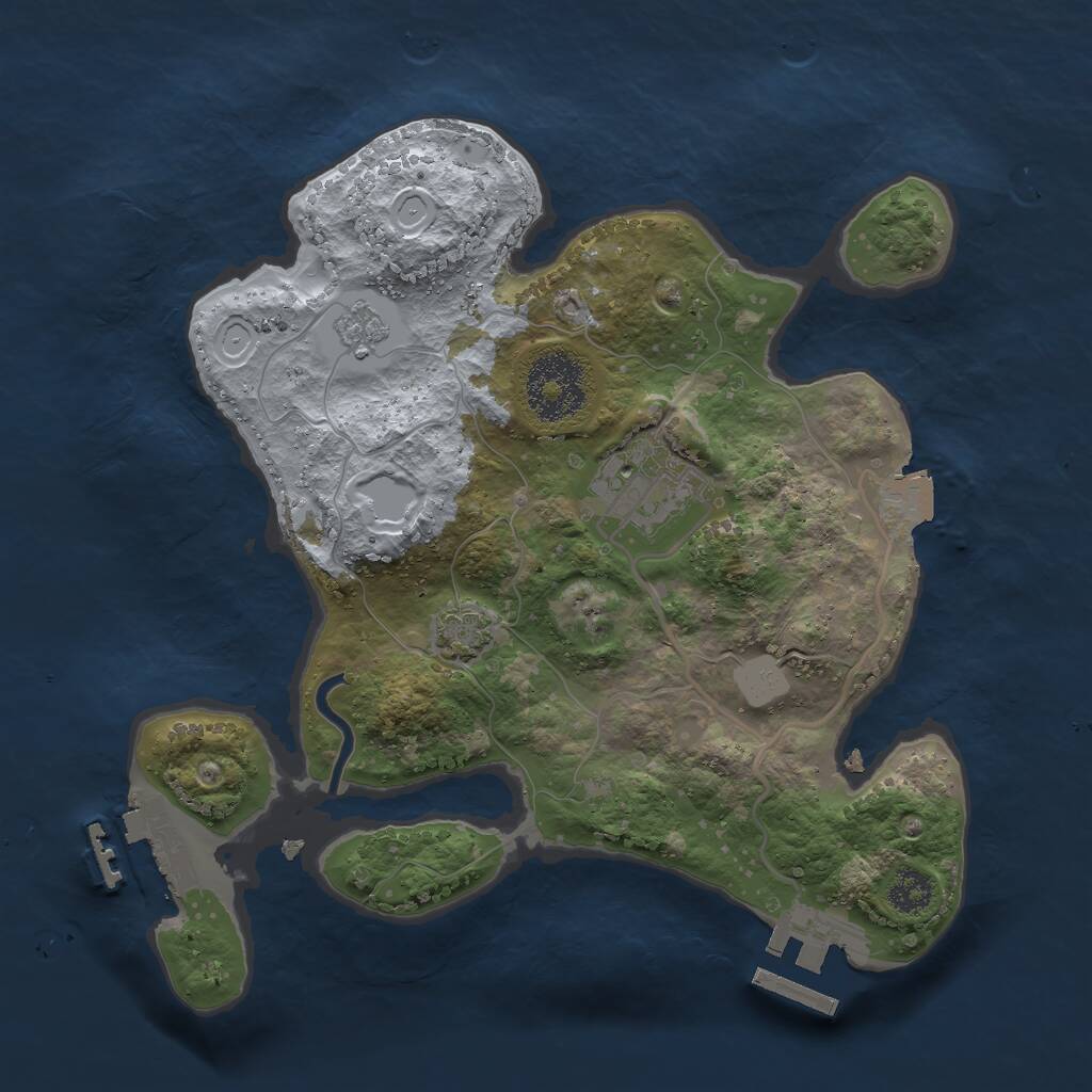 Rust Map: Procedural Map, Size: 2500, Seed: 345235, 6 Monuments