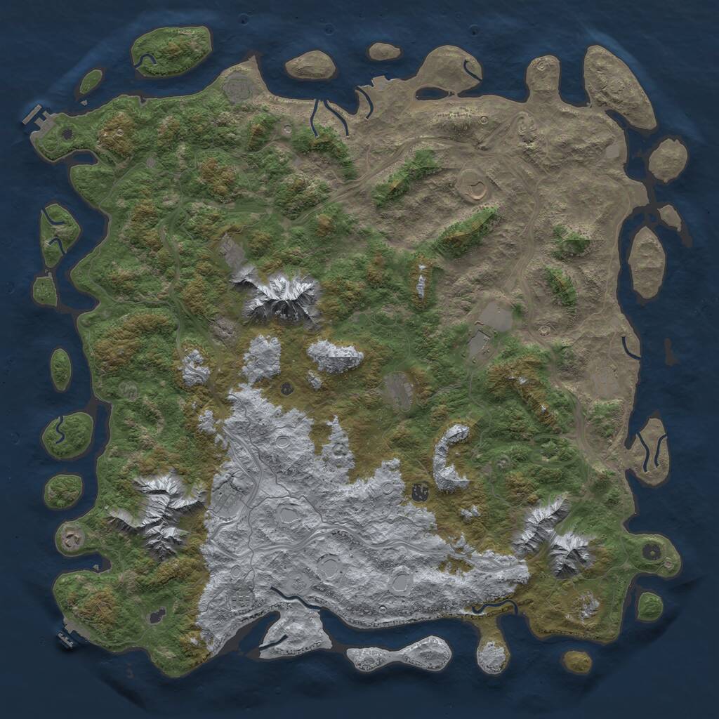 Rust Map: Procedural Map, Size: 6000, Seed: 785646, 17 Monuments