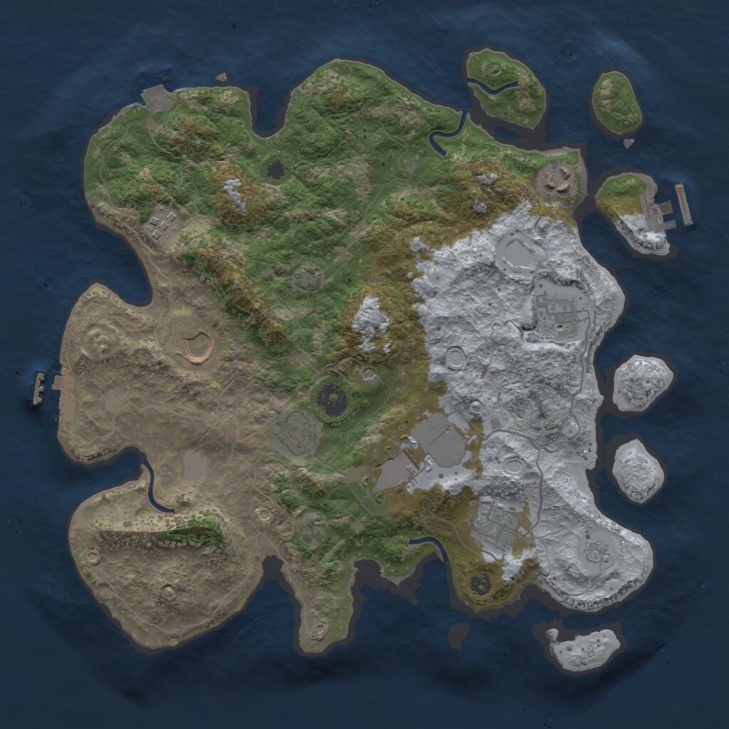 Rust Map: Procedural Map, Size: 3500, Seed: 1446220491, 13 Monuments