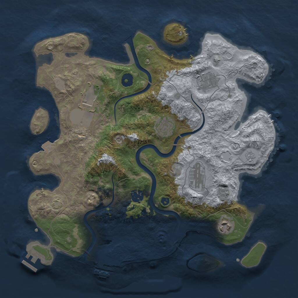 Rust Map: Procedural Map, Size: 3500, Seed: 42642573, 13 Monuments
