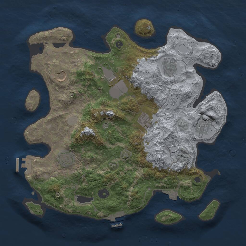 Rust Map: Procedural Map, Size: 3500, Seed: 42642573, 12 Monuments