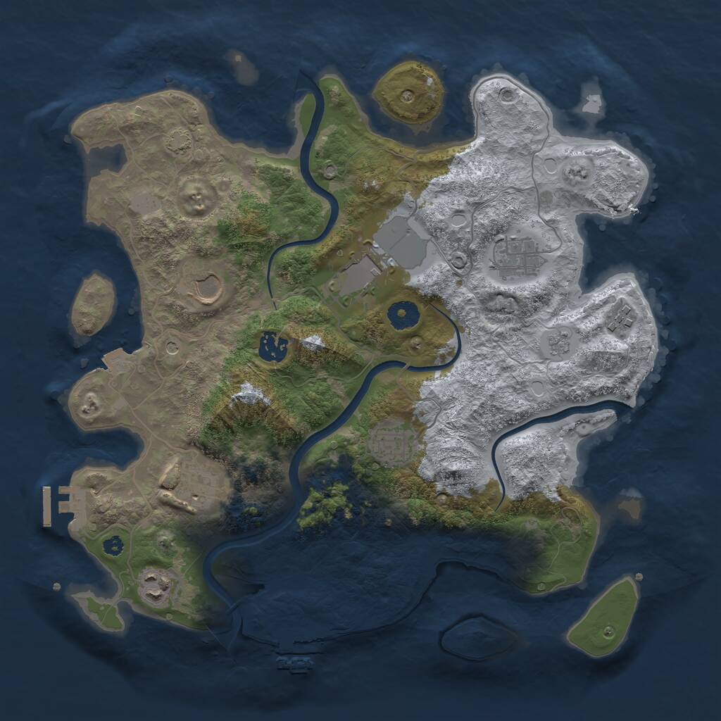 Rust Map: Procedural Map, Size: 3600, Seed: 42642573, 14 Monuments