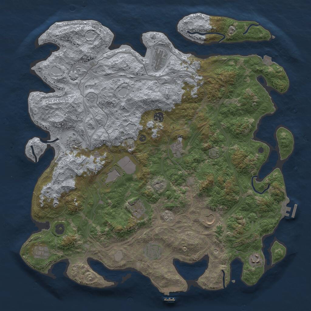 Rust Map: Procedural Map, Size: 4500, Seed: 165470736, 17 Monuments