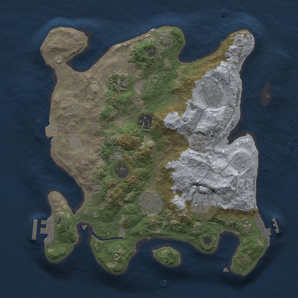 Rust Map: Procedural Map, Size: 3000, Seed: 57370403, 12 Monuments