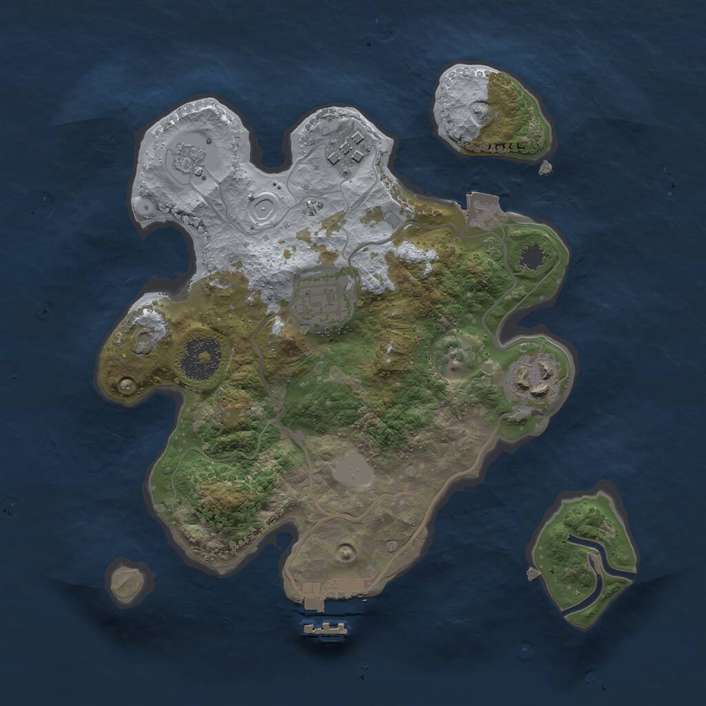 Rust Map: Procedural Map, Size: 2500, Seed: 1297156867, 6 Monuments