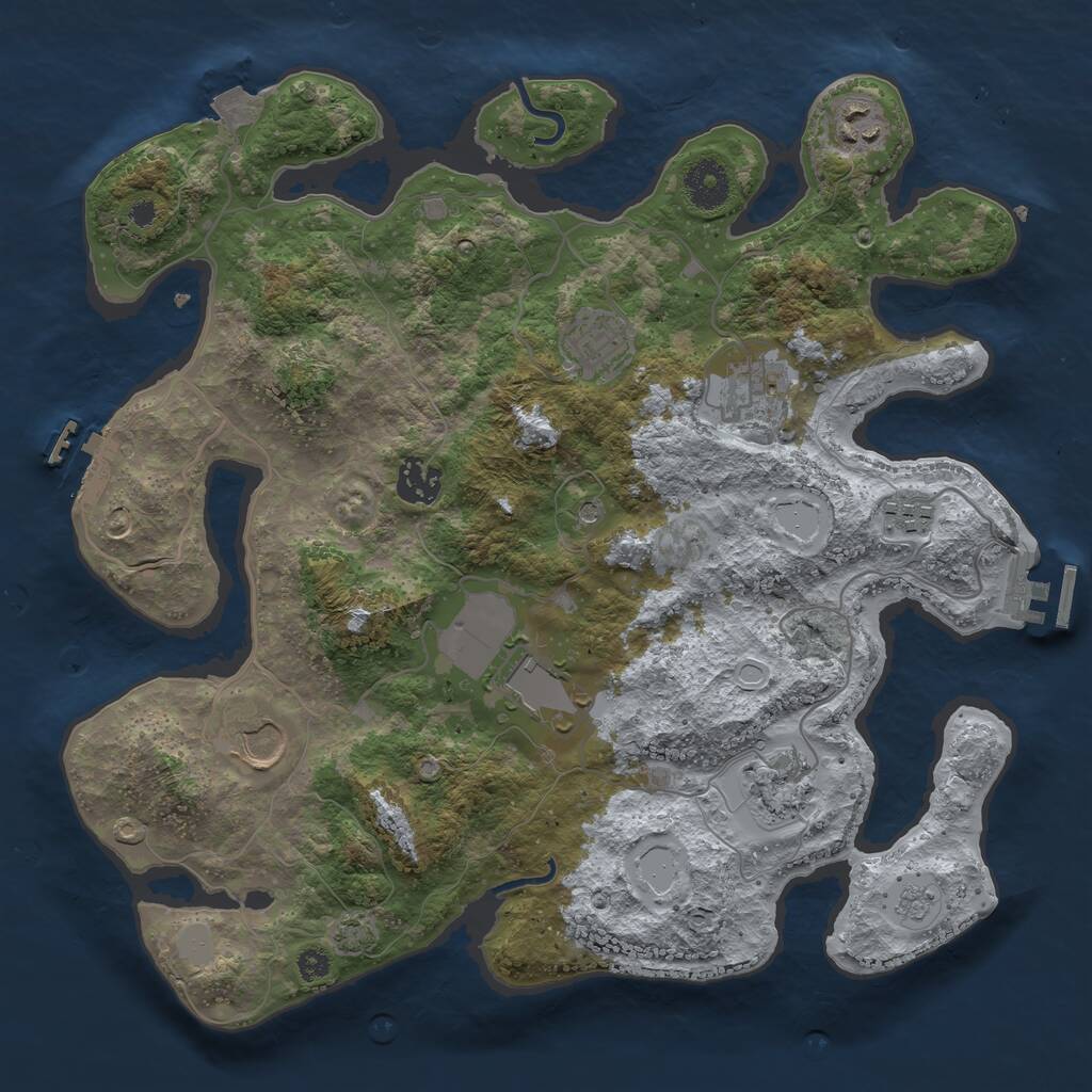 Rust Map: Procedural Map, Size: 3500, Seed: 1882790355, 14 Monuments