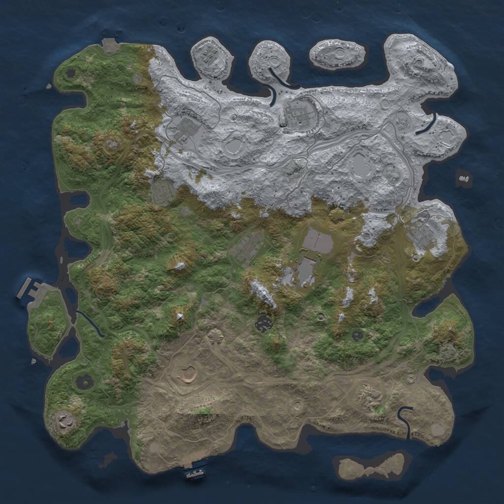 Rust Map: Procedural Map, Size: 4500, Seed: 960442741, 17 Monuments