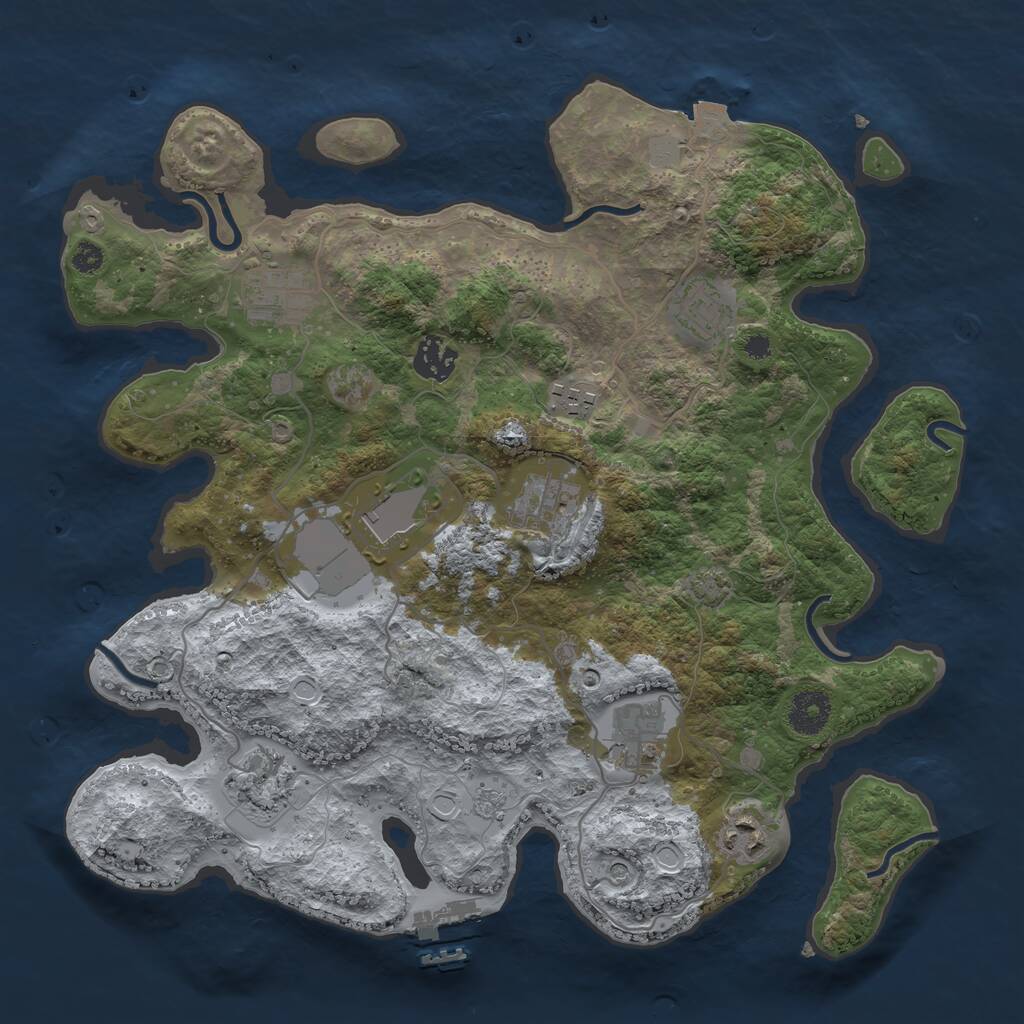 Rust Map: Procedural Map, Size: 3500, Seed: 2381231, 14 Monuments