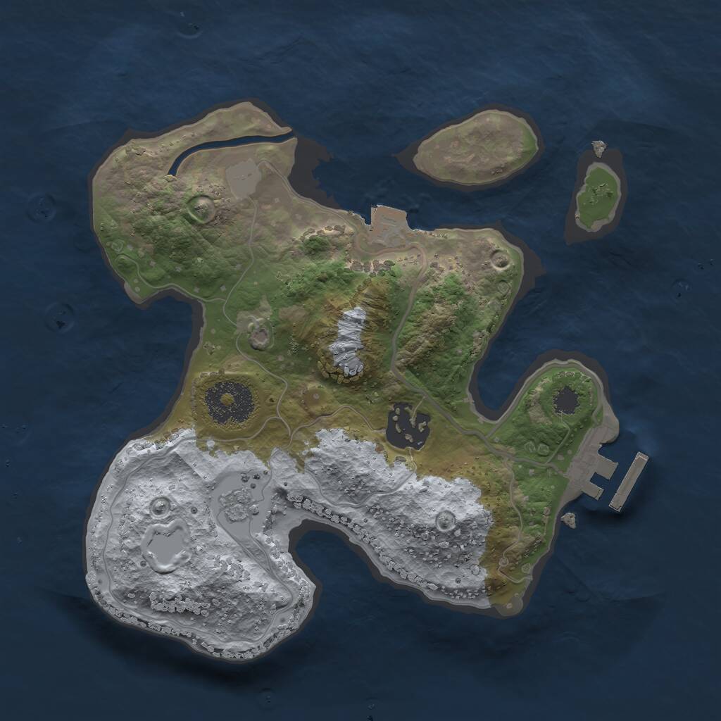 Rust Map: Procedural Map, Size: 2330, Seed: 2147483647, 4 Monuments