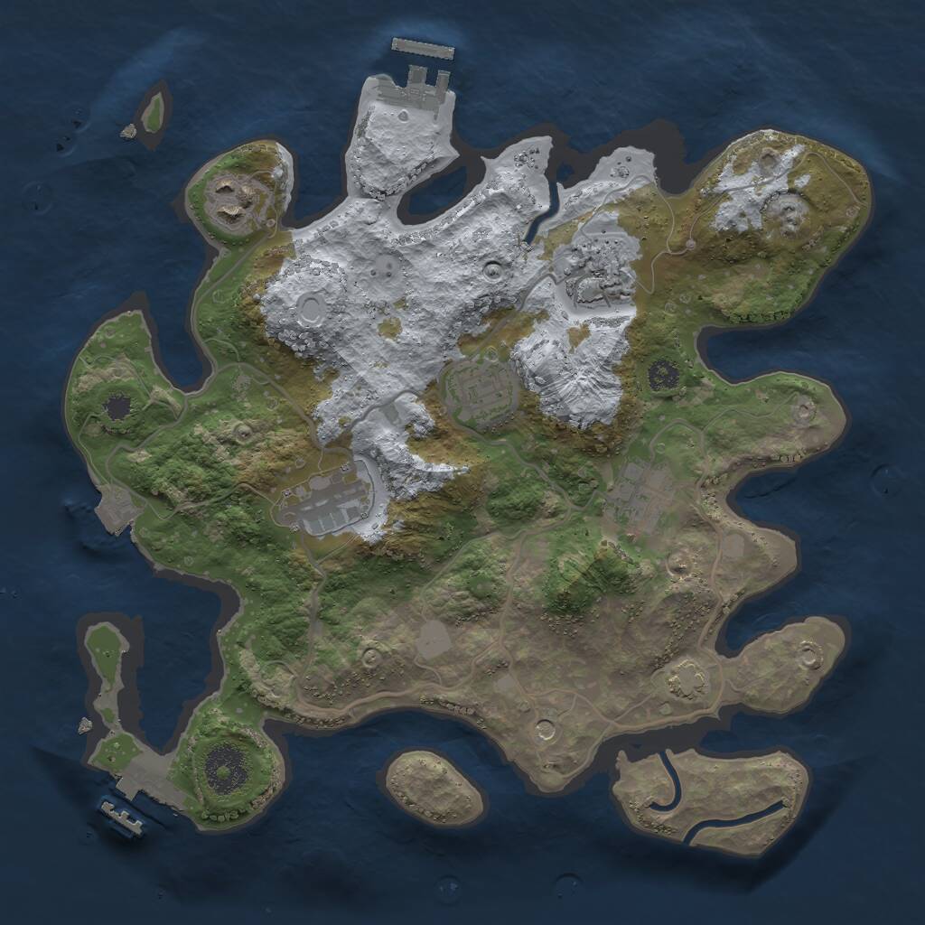 Rust Map: Procedural Map, Size: 3000, Seed: 3631, 10 Monuments