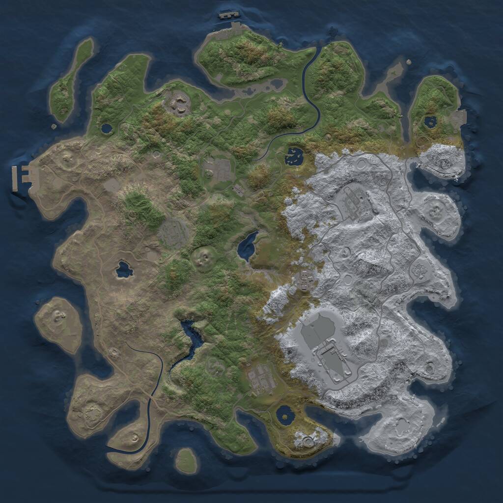 Rust Map: Procedural Map, Size: 4000, Seed: 1948683898, 14 Monuments