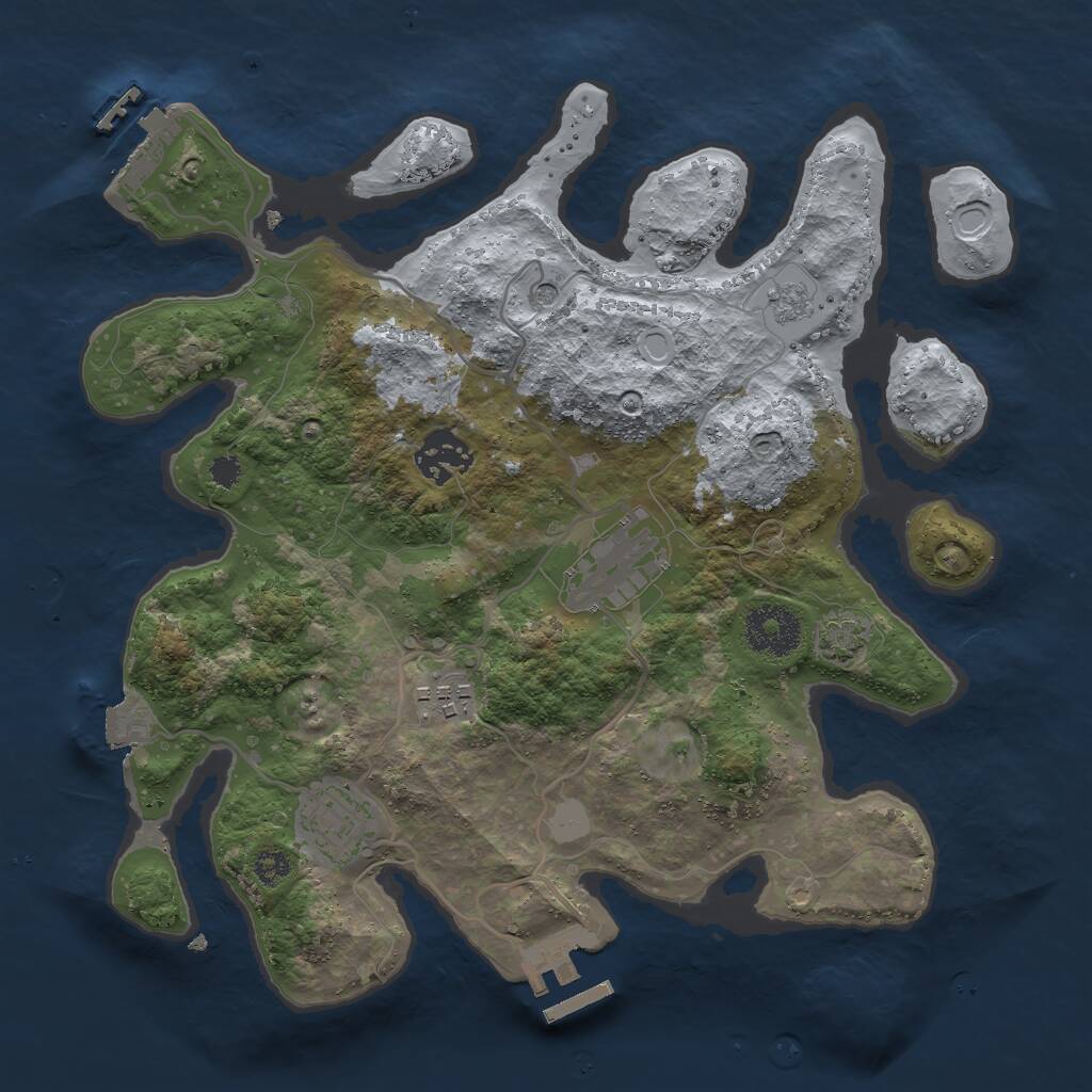 Rust Map: Procedural Map, Size: 3000, Seed: 27725, 10 Monuments