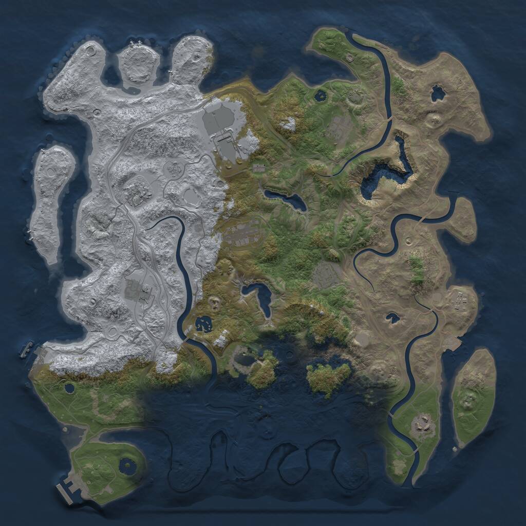 Rust Map: Procedural Map, Size: 4500, Seed: 1847525526, 16 Monuments