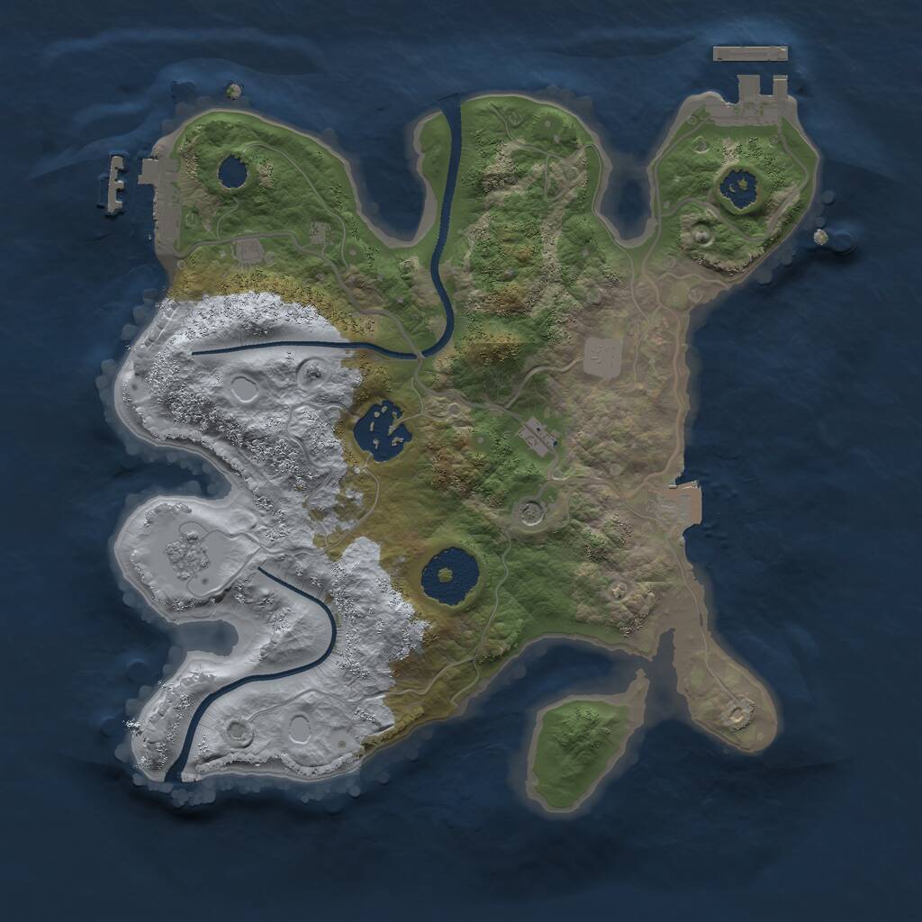 Rust Map: Procedural Map, Size: 2500, Seed: 6666969, 6 Monuments