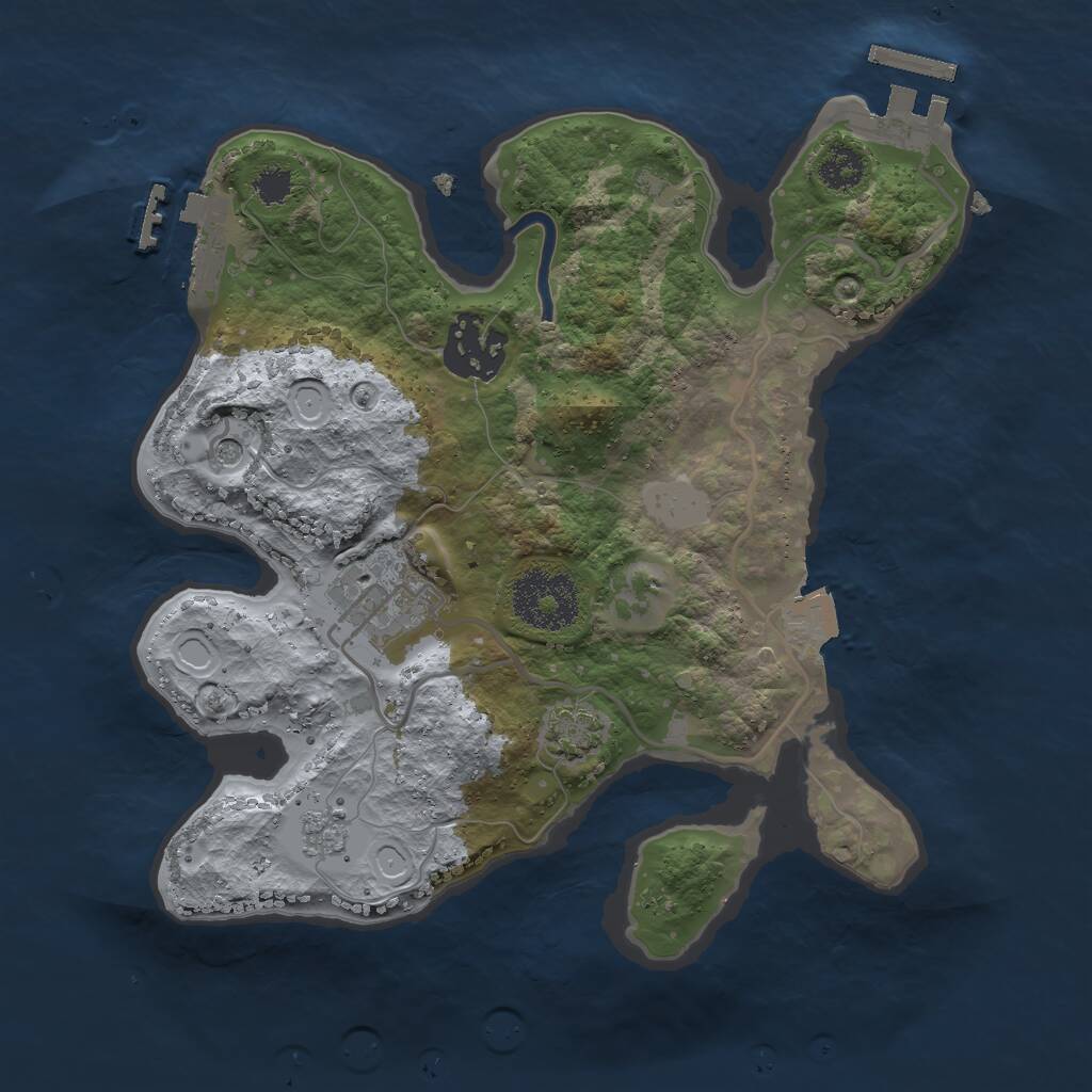 Rust Map: Procedural Map, Size: 2500, Seed: 6666969, 8 Monuments