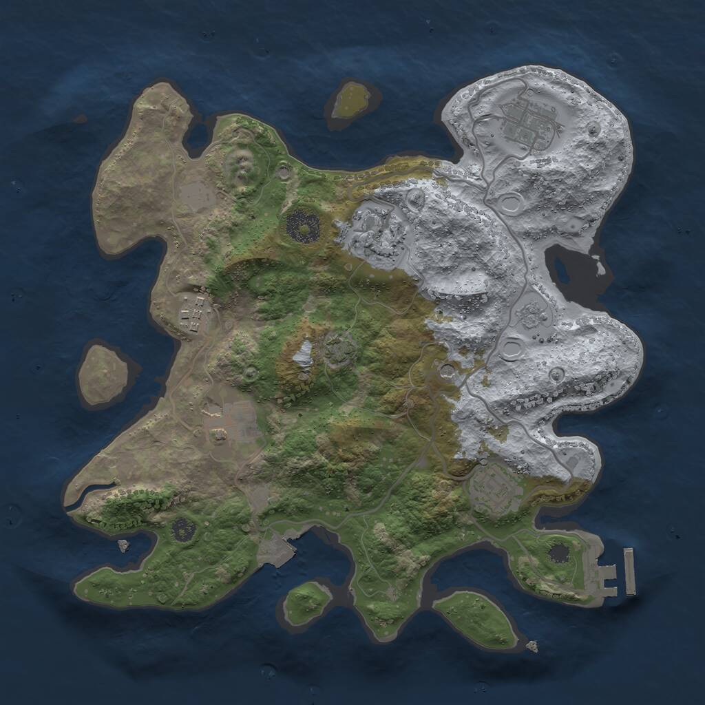 Rust Map: Procedural Map, Size: 3000, Seed: 4768503, 10 Monuments