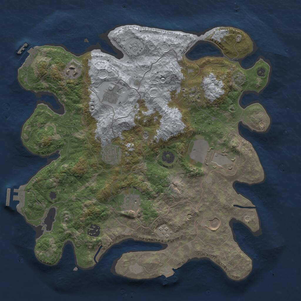 Rust Map: Procedural Map, Size: 3500, Seed: 51592307, 15 Monuments