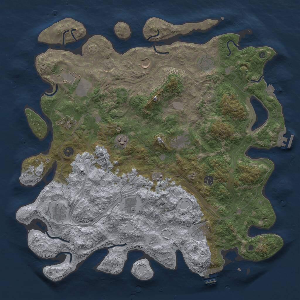 Rust Map: Procedural Map, Size: 4500, Seed: 1065960071, 17 Monuments