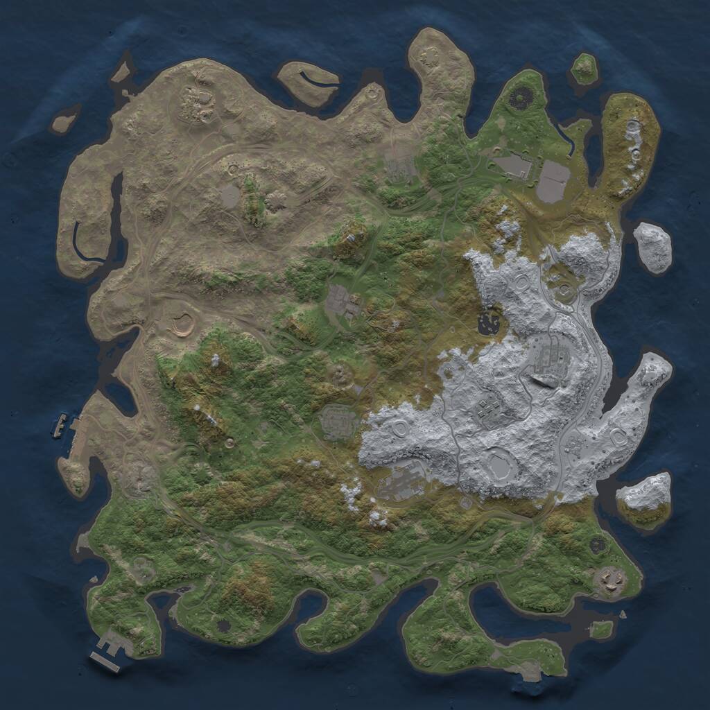 Rust Map: Procedural Map, Size: 4500, Seed: 305537946, 17 Monuments