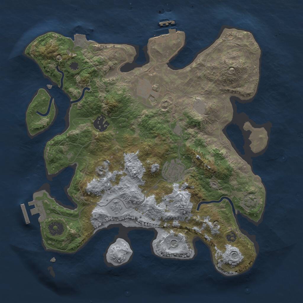 Rust Map: Procedural Map, Size: 3000, Seed: 29291, 9 Monuments