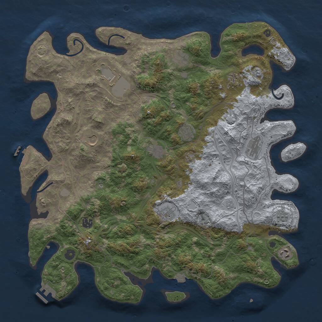 Rust Map: Procedural Map, Size: 4500, Seed: 424512445, 17 Monuments