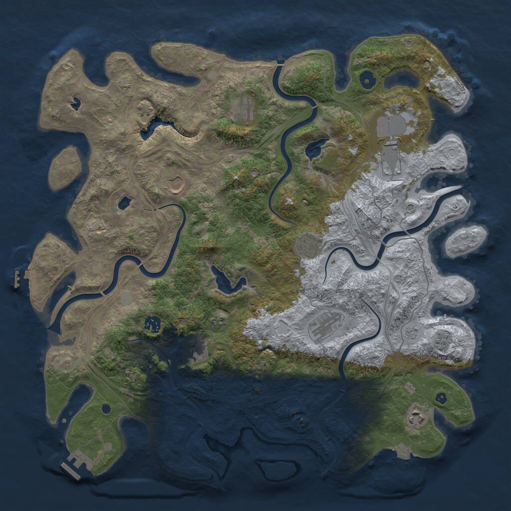 Rust Map: Procedural Map, Size: 4500, Seed: 424512445, 15 Monuments