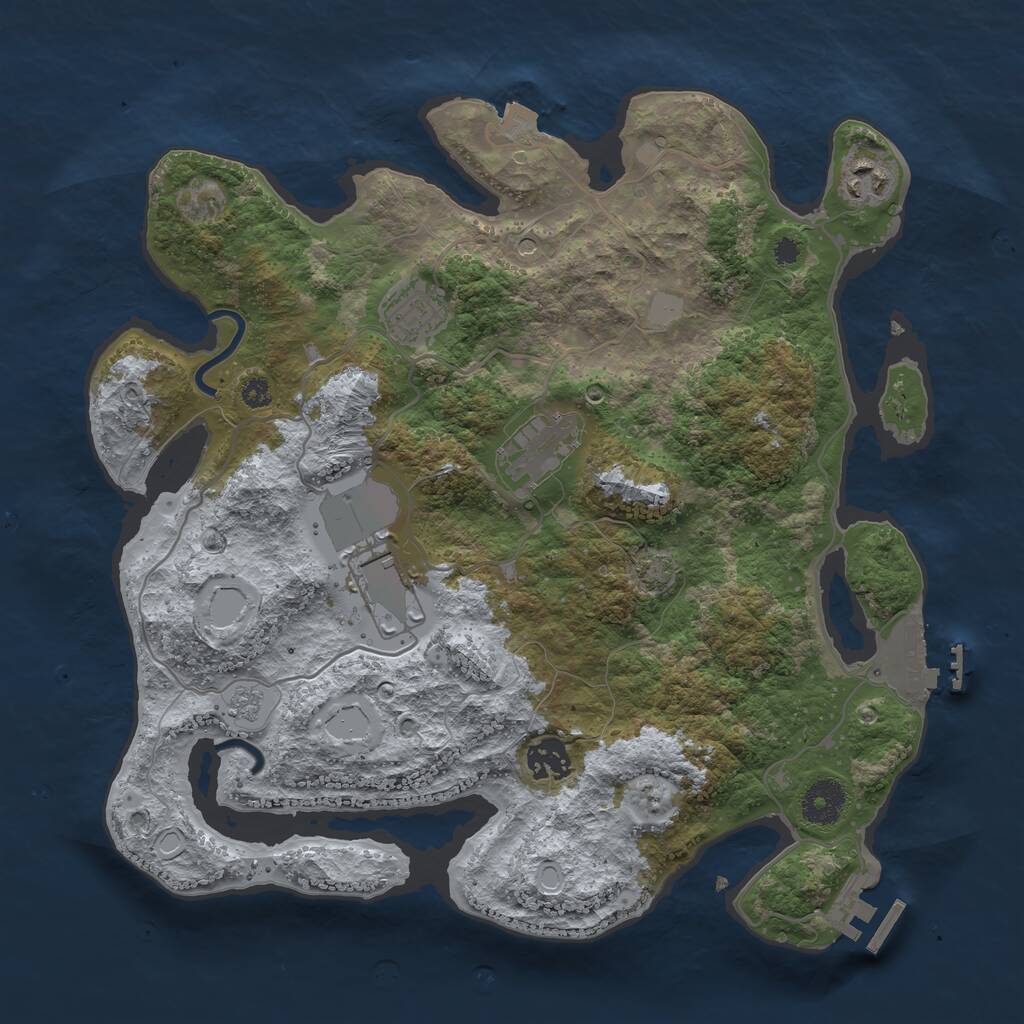 Rust Map: Procedural Map, Size: 3500, Seed: 3420045, 11 Monuments