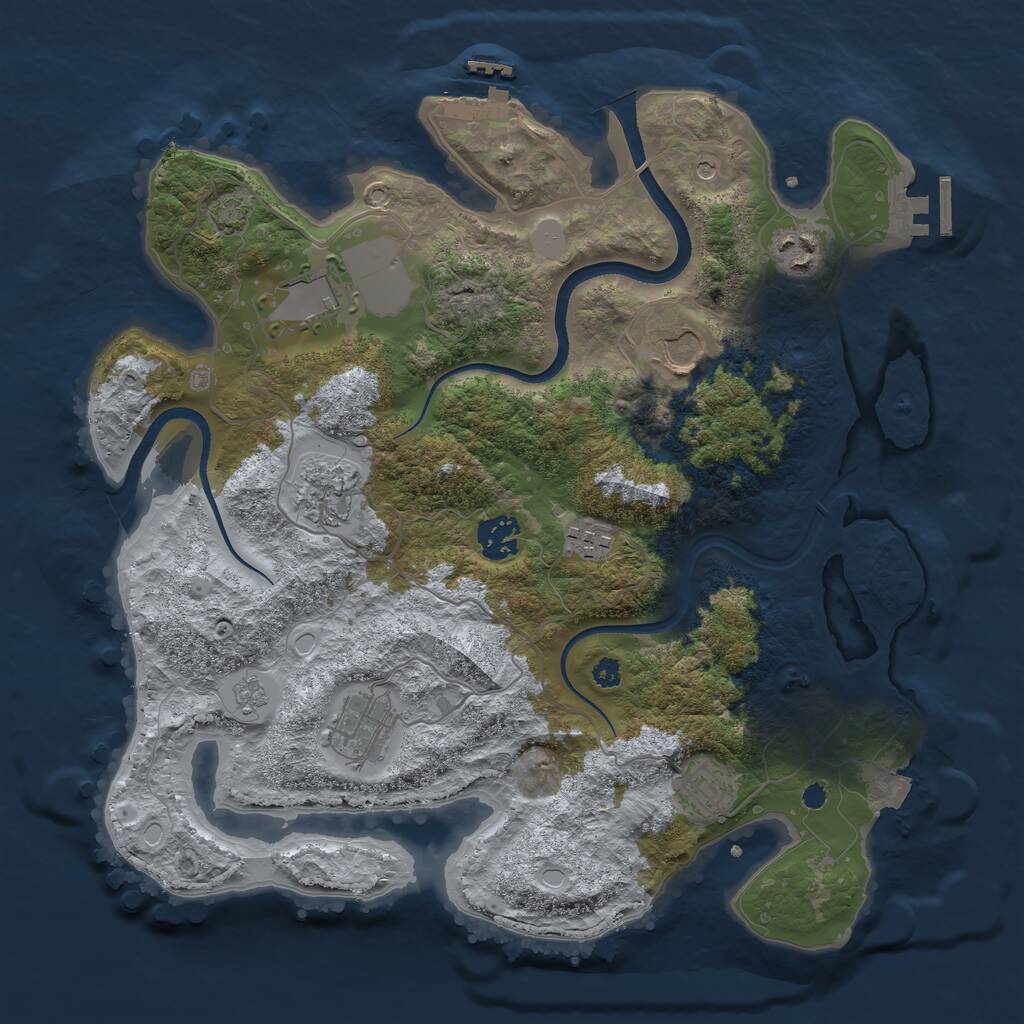 Rust Map: Procedural Map, Size: 3500, Seed: 3420045, 14 Monuments