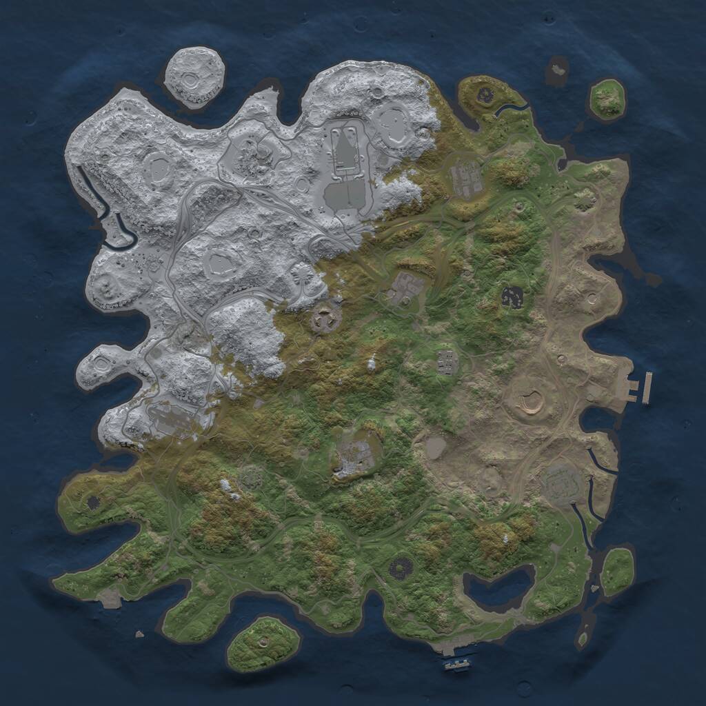 Rust Map: Procedural Map, Size: 4500, Seed: 24447878, 17 Monuments