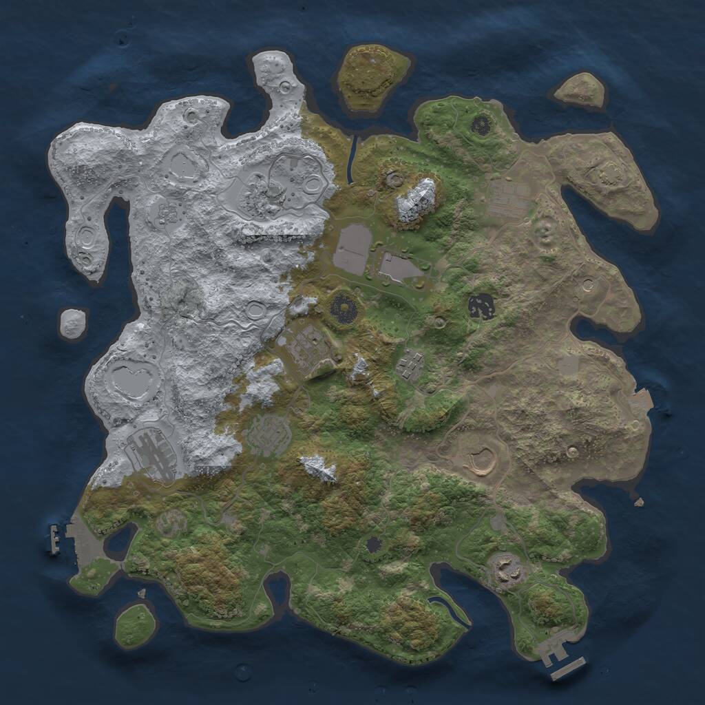Rust Map: Procedural Map, Size: 3800, Seed: 480438017, 16 Monuments