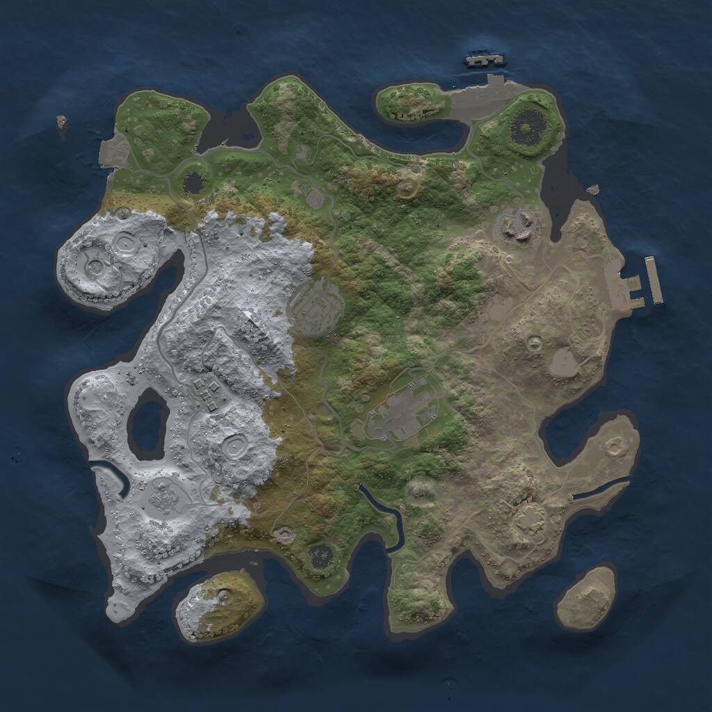 Rust Map: Procedural Map, Size: 3000, Seed: 585663170, 10 Monuments