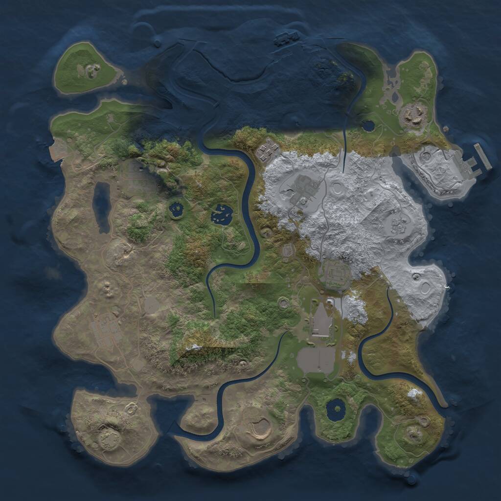 Rust Map: Procedural Map, Size: 3500, Seed: 1885671483, 15 Monuments