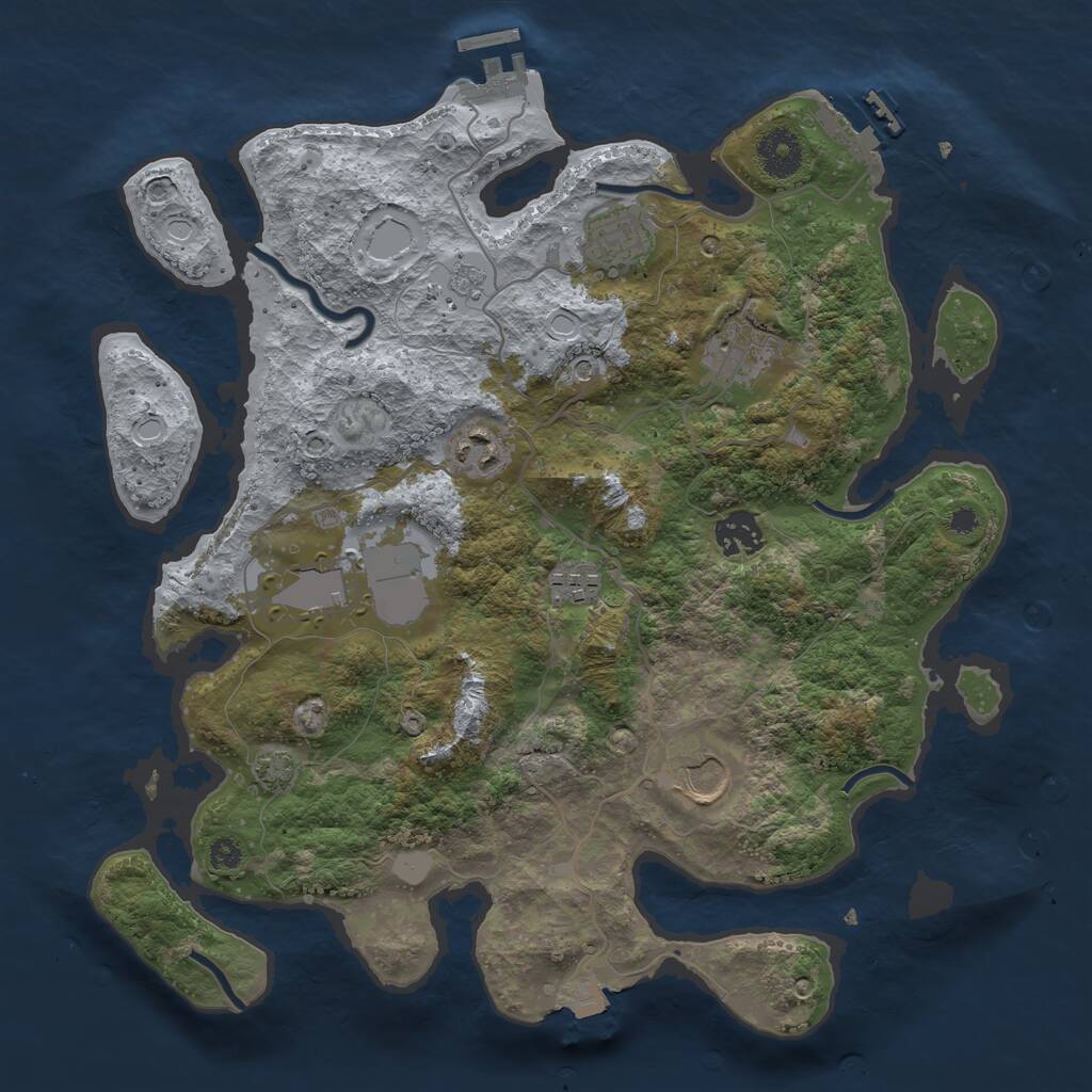 Rust Map: Procedural Map, Size: 3500, Seed: 349813511, 13 Monuments