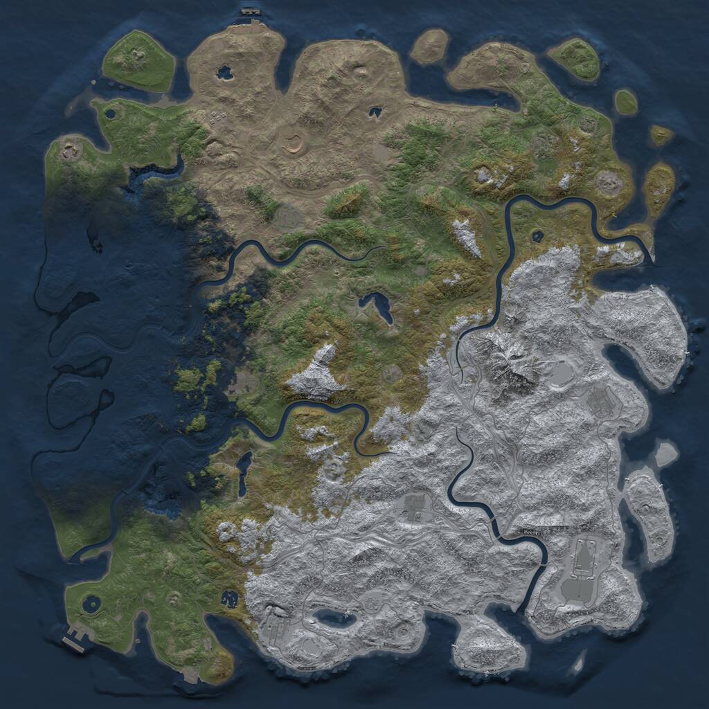 Rust Map: Procedural Map, Size: 6000, Seed: 358055072, 19 Monuments