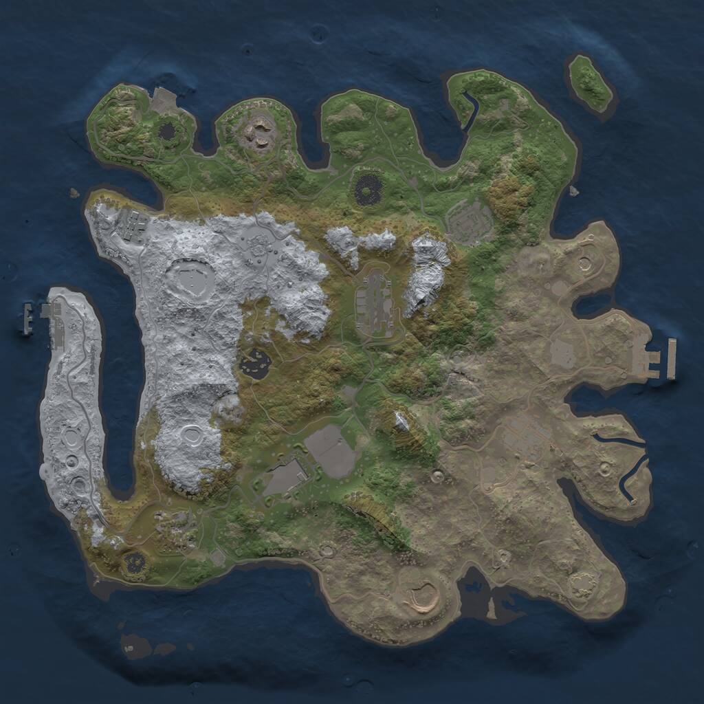 Rust Map: Procedural Map, Size: 3500, Seed: 2049695216, 15 Monuments