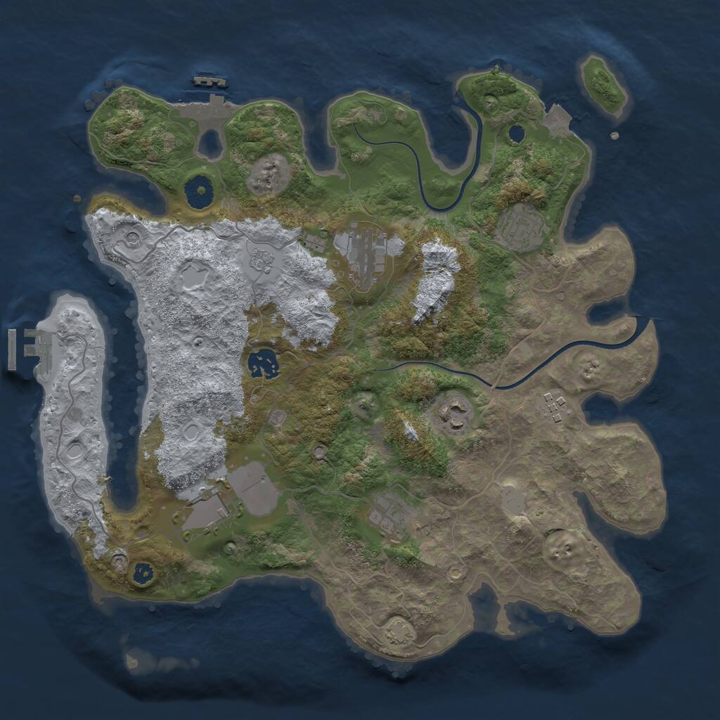 Rust Map: Procedural Map, Size: 3500, Seed: 2049695216, 13 Monuments