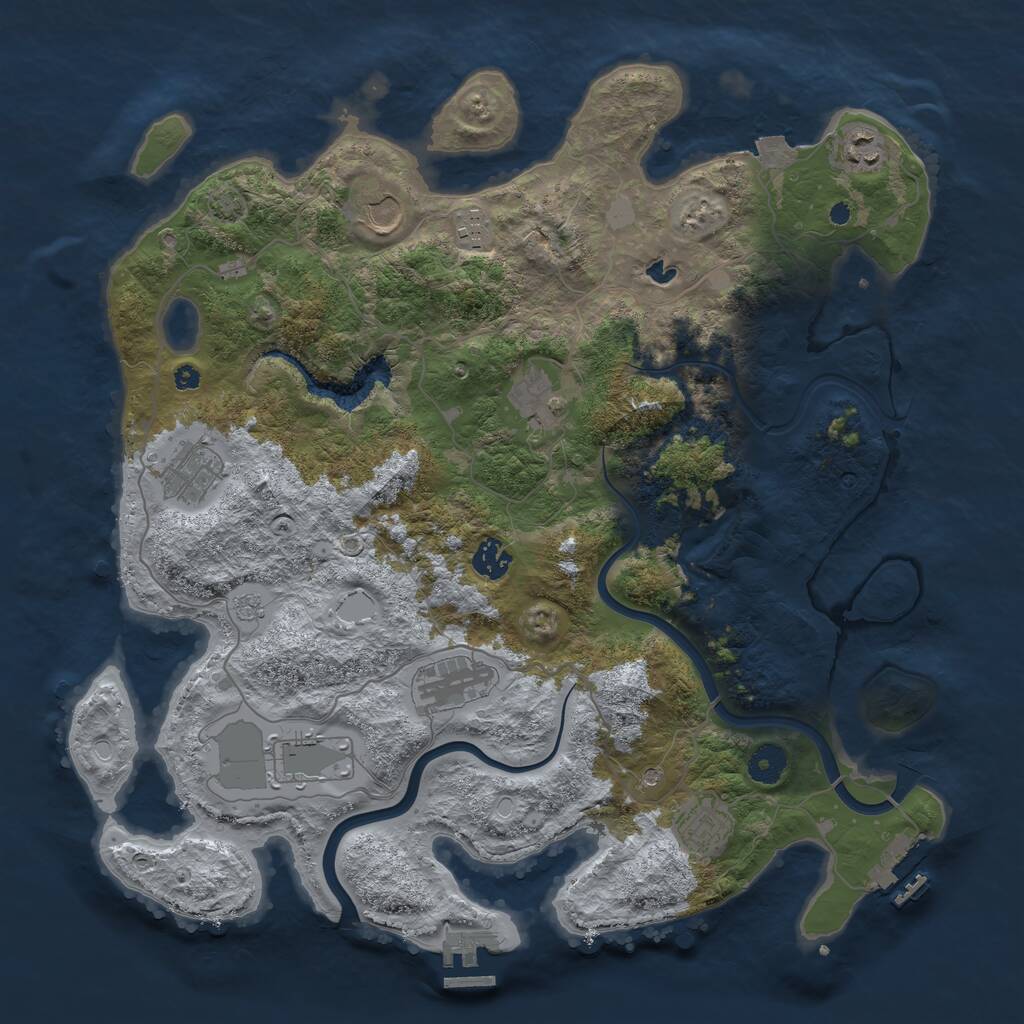 Rust Map: Procedural Map, Size: 4000, Seed: 476920446, 17 Monuments