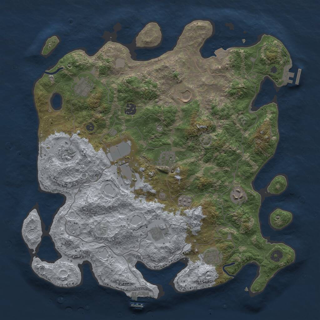 Rust Map: Procedural Map, Size: 4000, Seed: 476920446, 16 Monuments