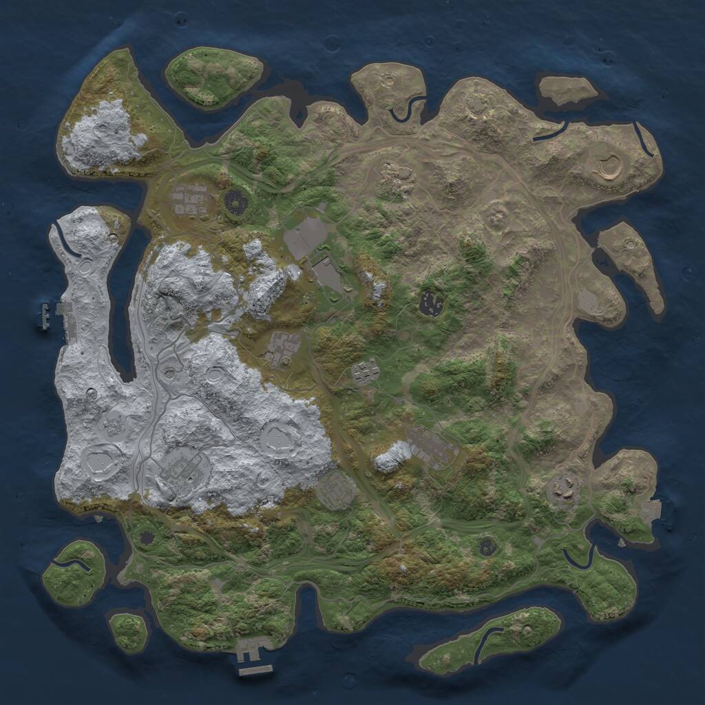 Rust Map: Procedural Map, Size: 4250, Seed: 1219956958, 17 Monuments