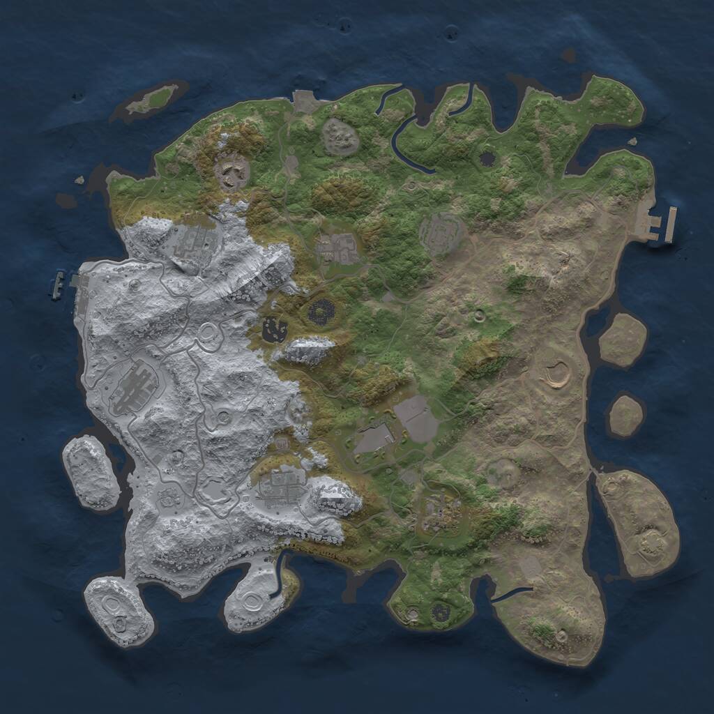Rust Map: Procedural Map, Size: 4000, Seed: 1005629599, 16 Monuments