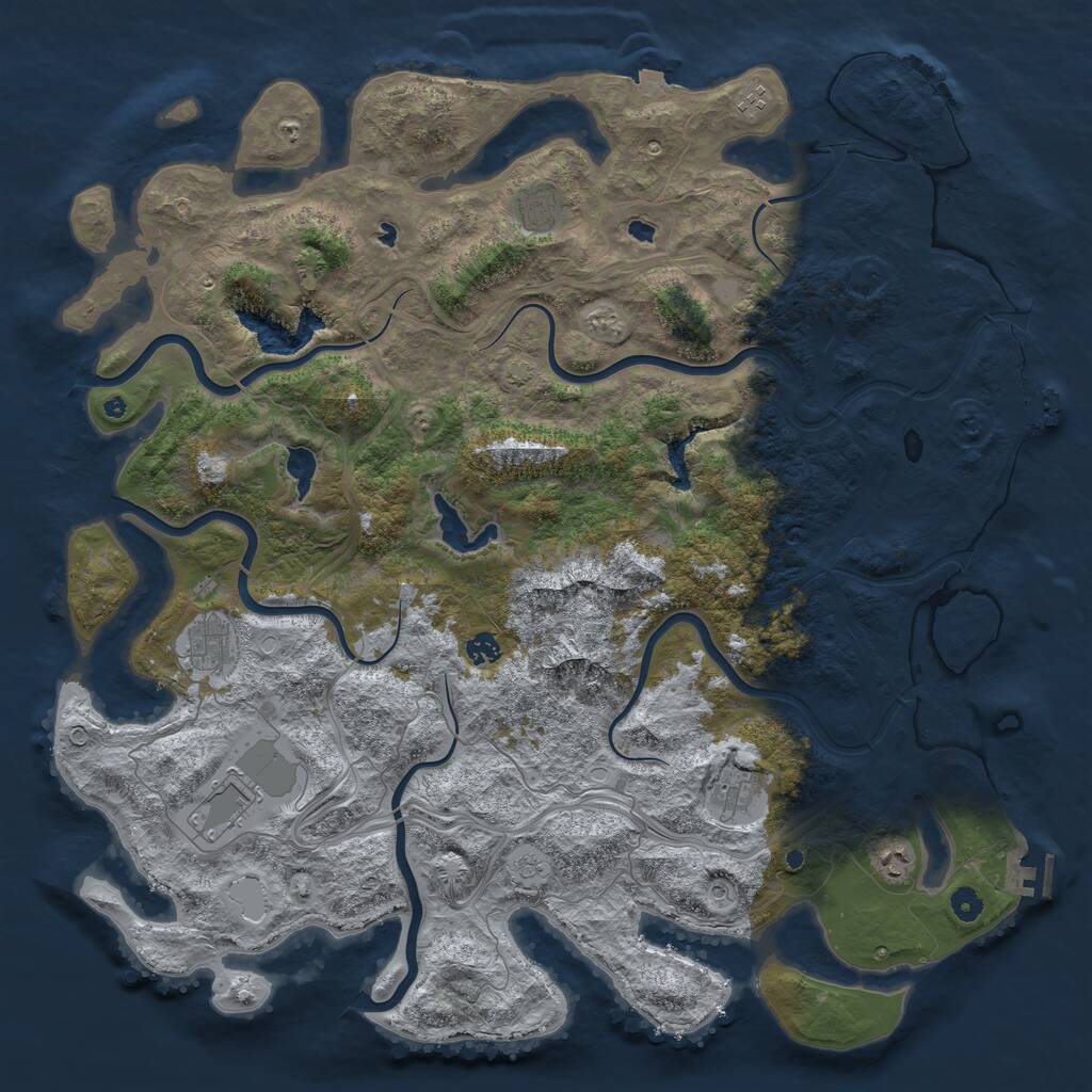 Rust Map: Procedural Map, Size: 5000, Seed: 247613220, 13 Monuments