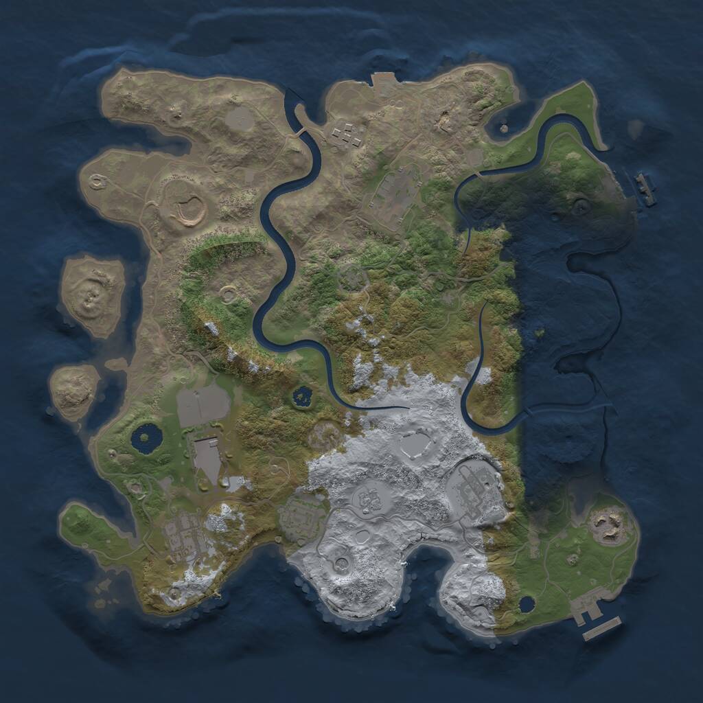 Rust Map: Procedural Map, Size: 3500, Seed: 1983022278, 14 Monuments