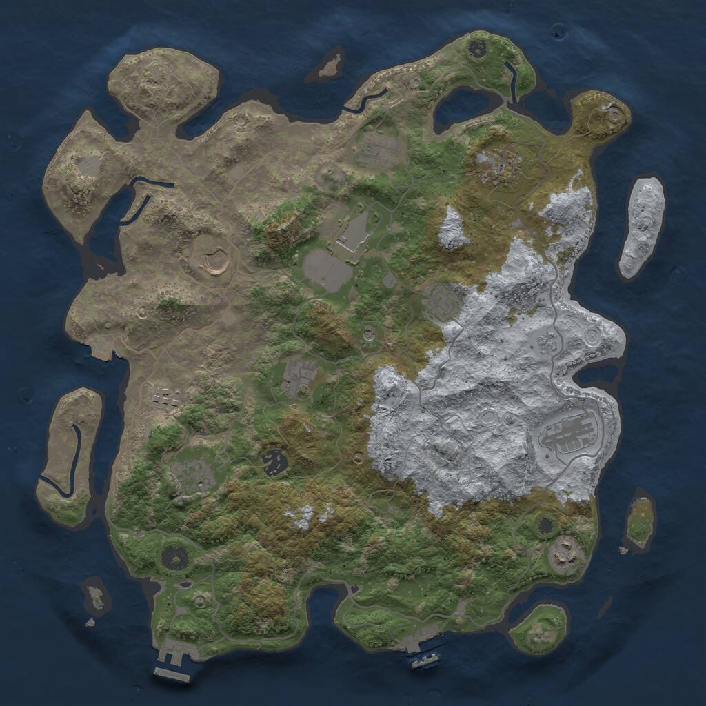 Rust Map: Procedural Map, Size: 4000, Seed: 1256832511, 17 Monuments