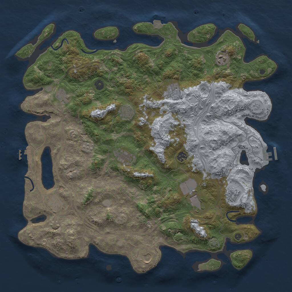 Rust Map: Procedural Map, Size: 4500, Seed: 1285894655, 17 Monuments