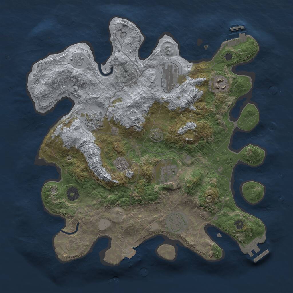 Rust Map: Procedural Map, Size: 3300, Seed: 24676250, 12 Monuments