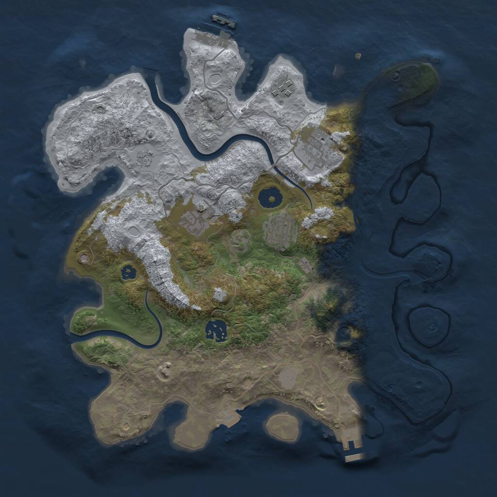 Rust Map: Procedural Map, Size: 3300, Seed: 24676250, 10 Monuments