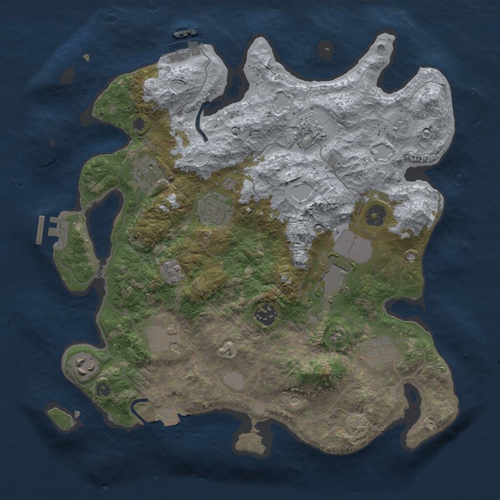 Rust Map: Procedural Map, Size: 3500, Seed: 37755280, 15 Monuments